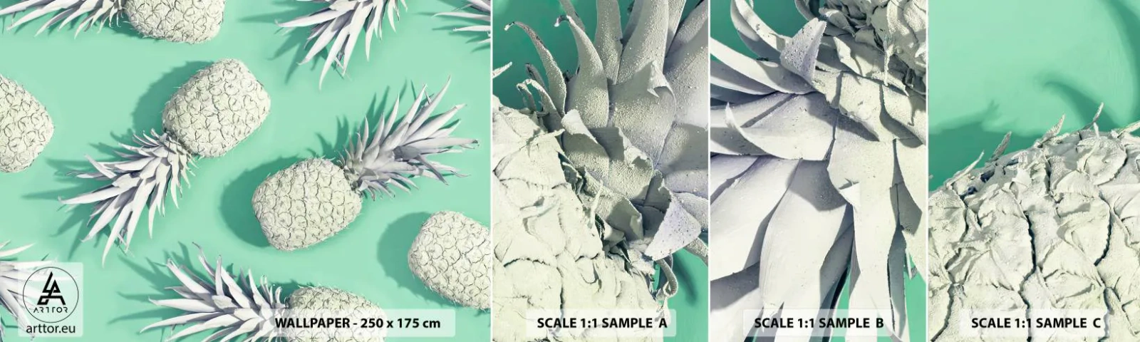 Fototapet Prøve Standard Eco - passer godt sammen med mynte - Abstraktion, Ananas, Stykke - 100x30 cm