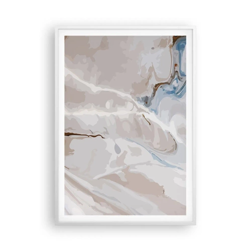 Plakat i hvid ramme - Blå slynger sig under det hvide - 70x100 cm