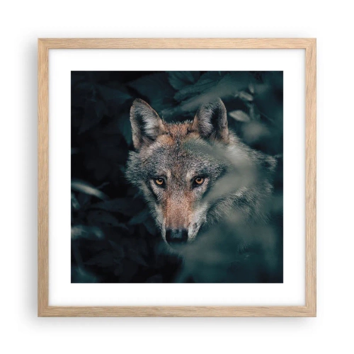 Plakat i ramme af lyst egetræ - Jæger - 40x40 cm