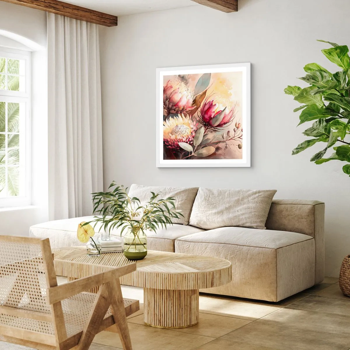 Plakat i hvid ramme - I profil og en face - 50x50 cm