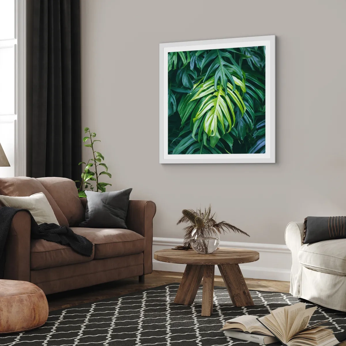 Plakat i hvid ramme - Fordyb dig i friskhed - 60x60 cm