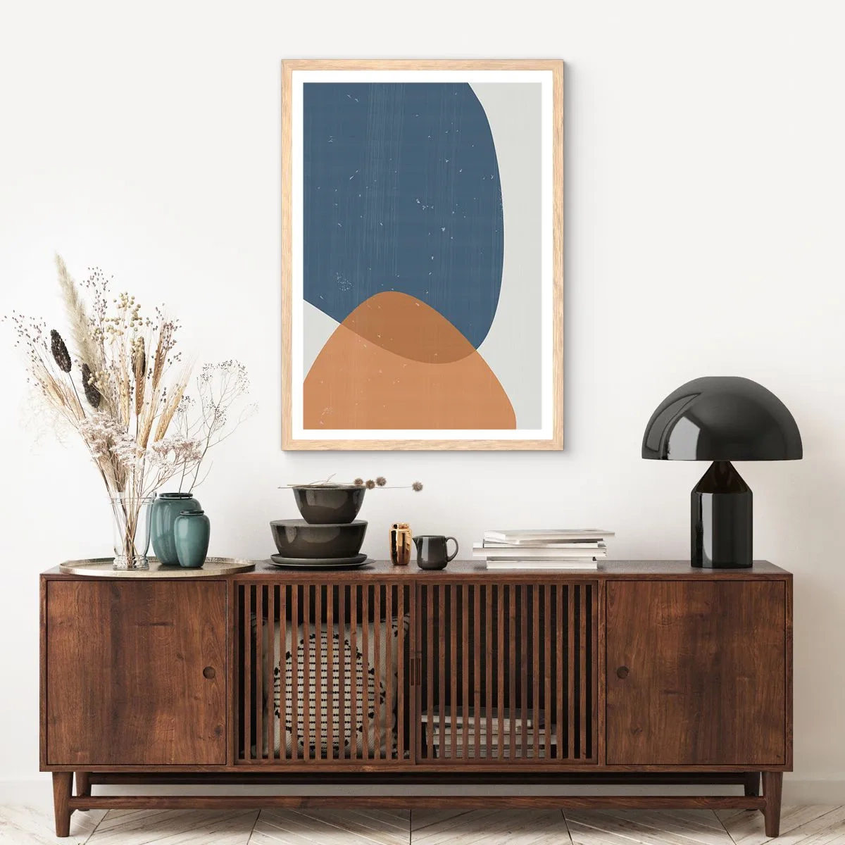 Plakat i ramme af lyst egetræ - Ovaler og påvirkninger - 40x50 cm
