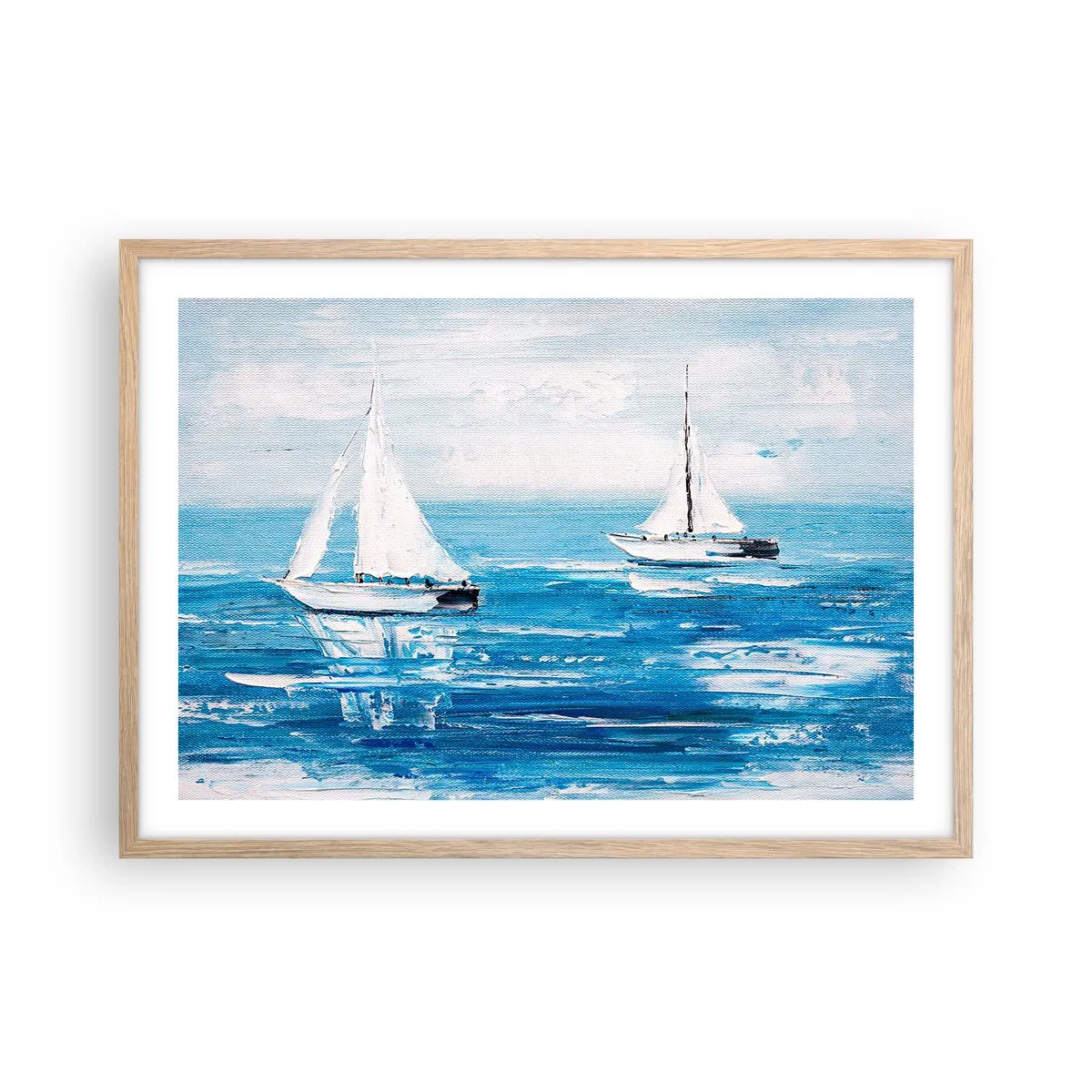 Plakat i ramme af lyst egetræ - Med en ven ved din side - 70x50 cm