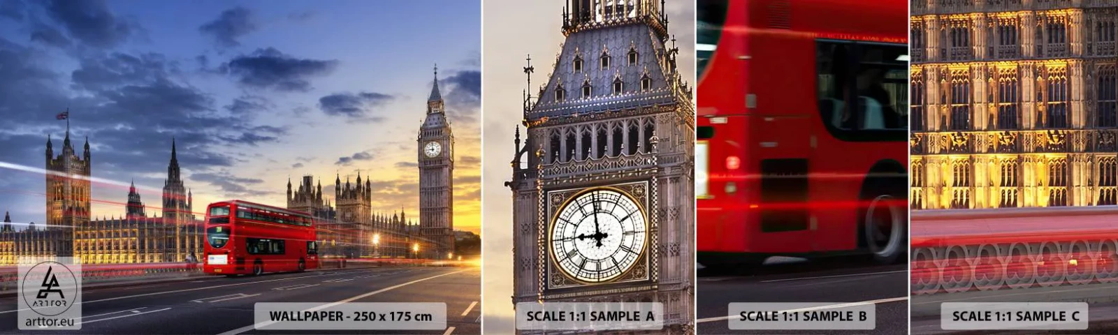 Prøve Fototapet Selvklæbende Deluxe Sticker - Særlige kendetegn - By, London, Arkitektur - 100x30 cm