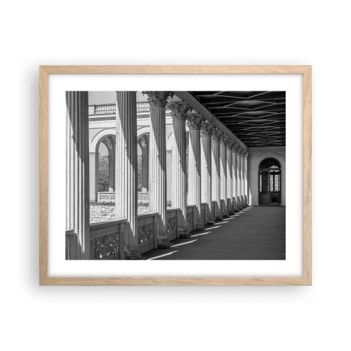 Plakat i ramme af lyst egetræ - Solrig arkade - 50x40 cm
