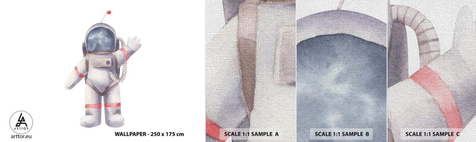 Prøve Fototapet Premium Canvas - Det er alt for nu! - Astronaut, Børns, Minimalisme - 100x30 cm