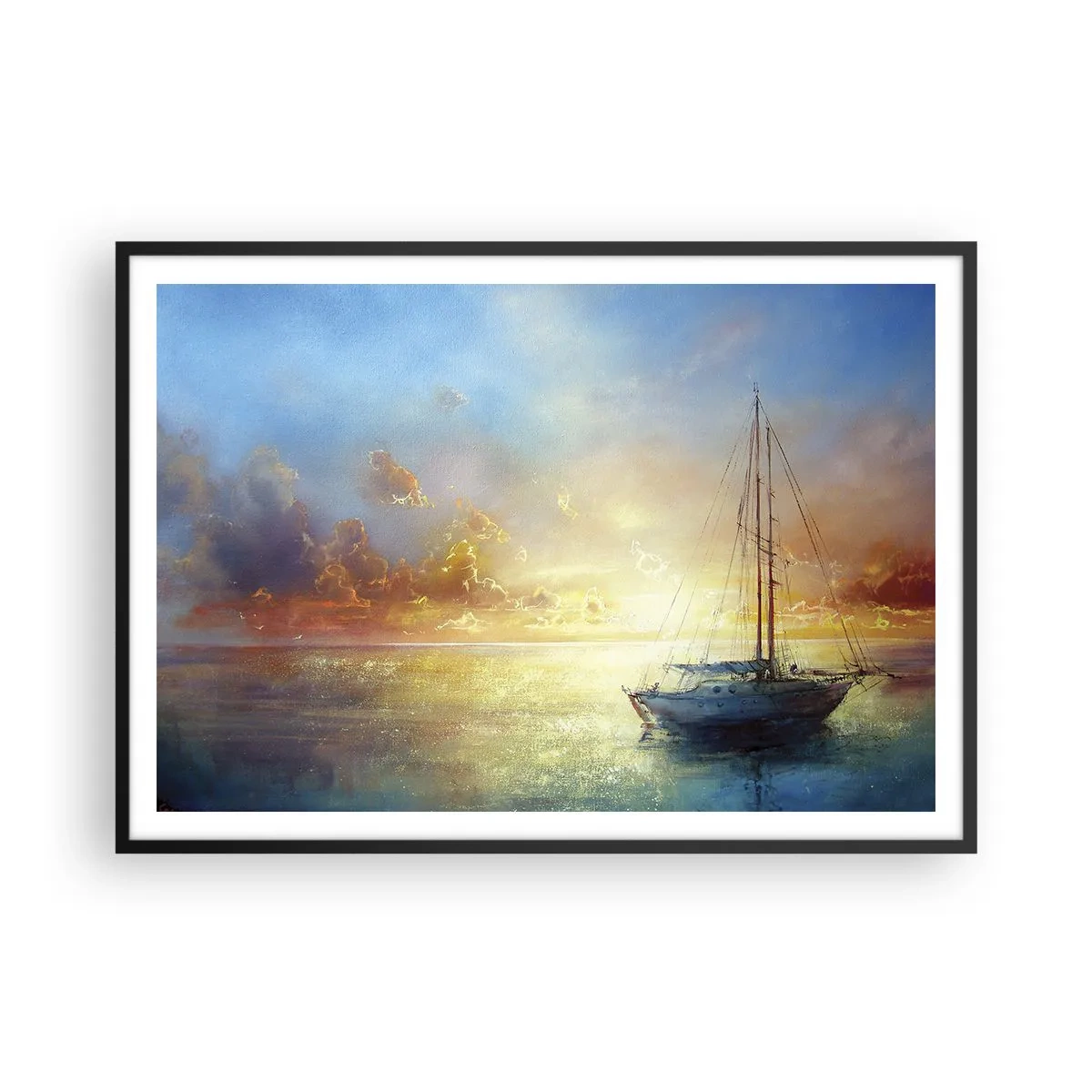Plakat i sort ramme - I en gylden bugt - 100x70 cm