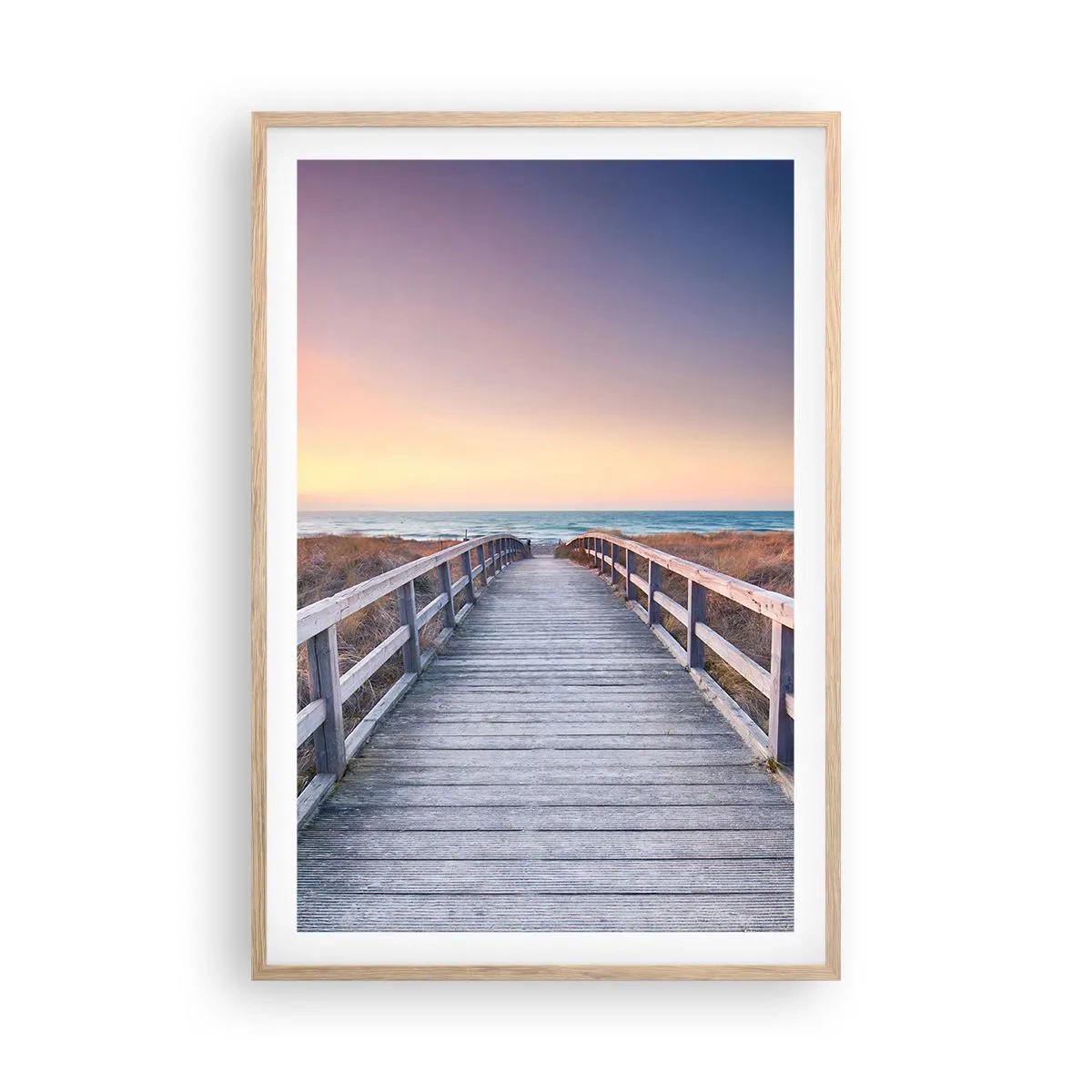 Plakat i ramme af lyst egetræ - Baltisk aften aura - 61x91 cm