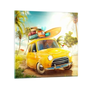 Billede på glas - En rejse for mere end et smil - 60x60 cm