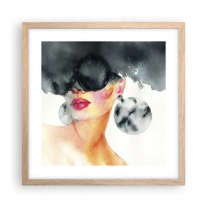 Plakat i ramme af lyst egetræ - Hemmeligheden bag elegance - 40x40 cm
