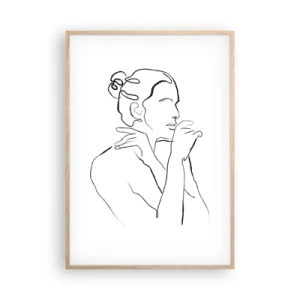 Plakat i ramme af lyst egetræ - Nøgen: et sensuelt mysterium - 70x100 cm