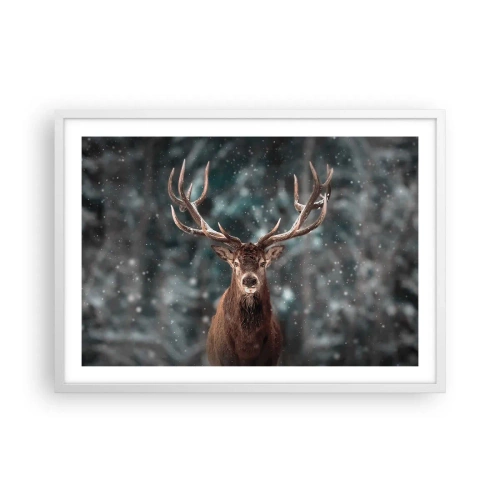 Plakat i hvid ramme - Skovens konge kronet - 70x50 cm