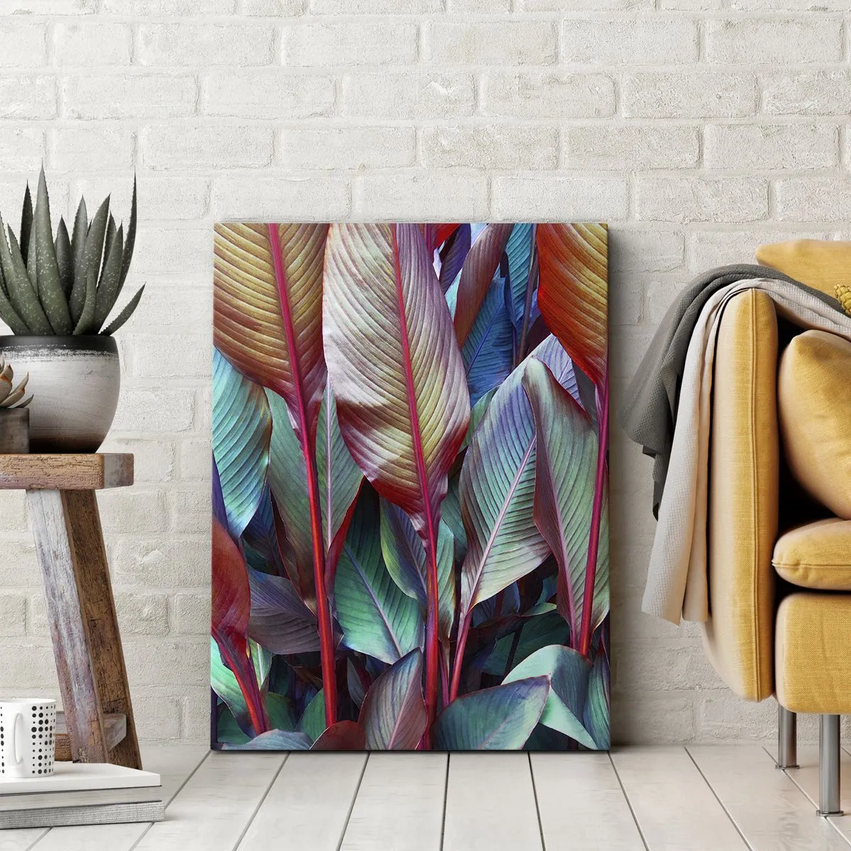 Lærredstryk - Billede på lærred - Farverigt krat - 50x70 cm