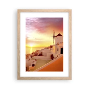 Plakat i ramme af lyst egetræ - Opløses i hvidt og guld - 30x40 cm