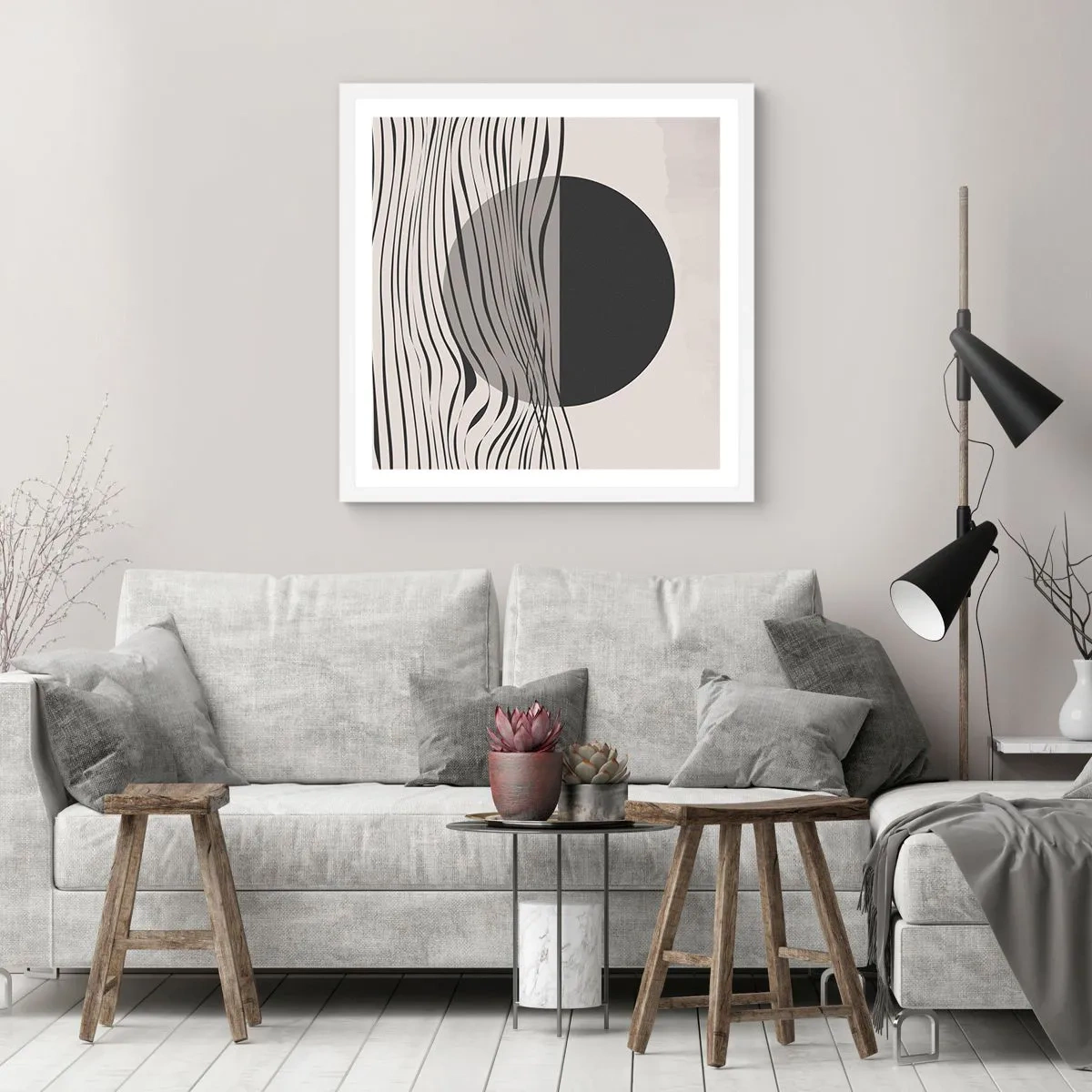 Plakat i hvid ramme - Halvkomposition - 60x60 cm