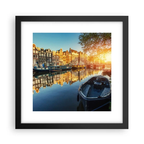 Plakat i sort ramme - Morgen i Amsterdam - 30x30 cm