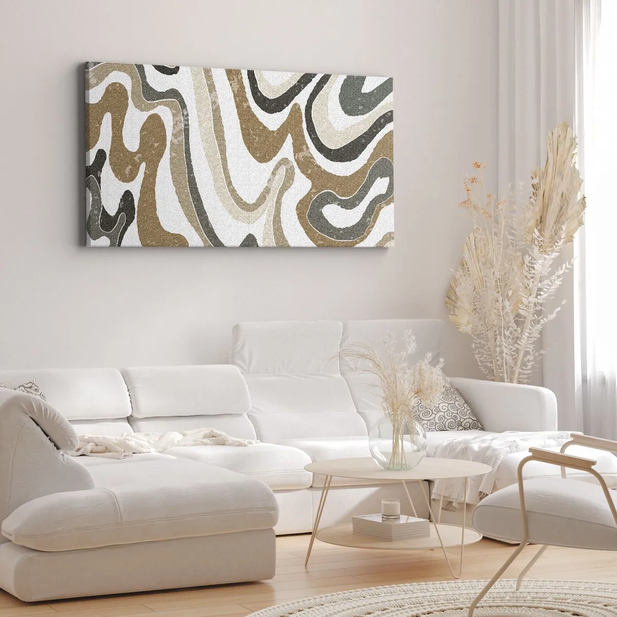 Lærredstryk - Billede på lærred - Slyngninger af jordfarver - 100x40 cm