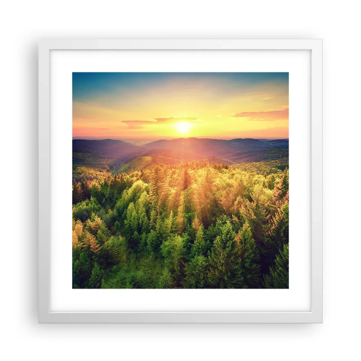 Plakat i hvid ramme - Toppe og bjergtoppe - 40x40 cm