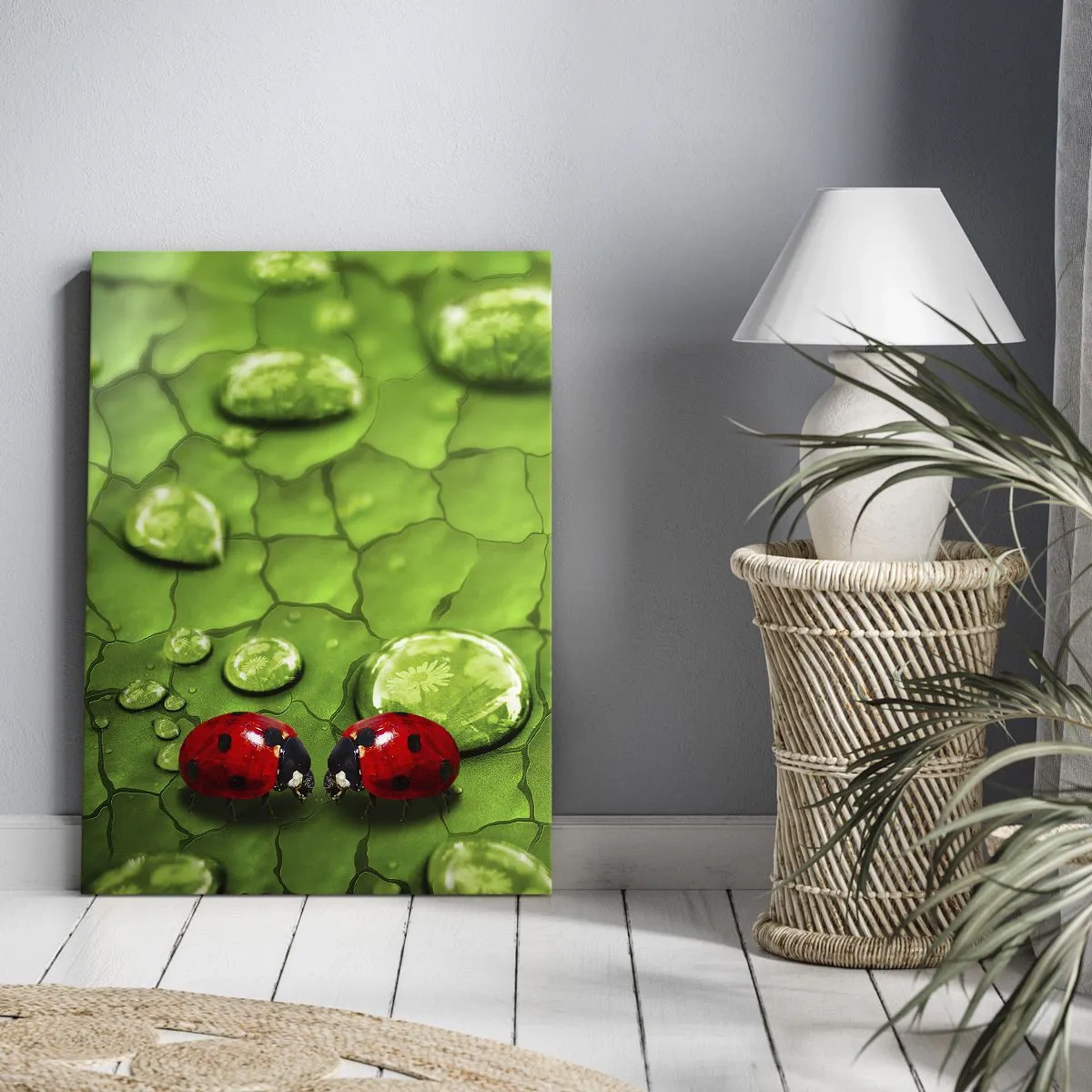 Lærredstryk - Billede på lærred - Møde i det grønne - 45x80 cm