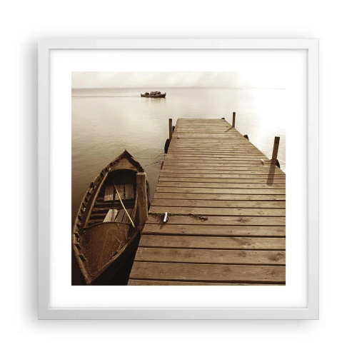 Plakat i hvid ramme - Stor fred - 40x40 cm