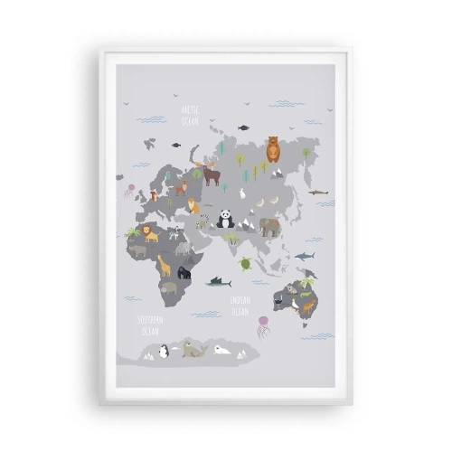 Plakat i hvid ramme - Fortæl mig, hvor du er fra... - 70x100 cm