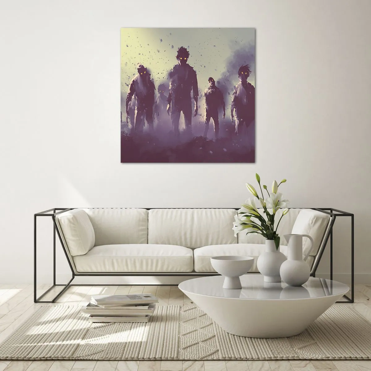 Billede på glas - Pas på! De kommer - 70x70 cm