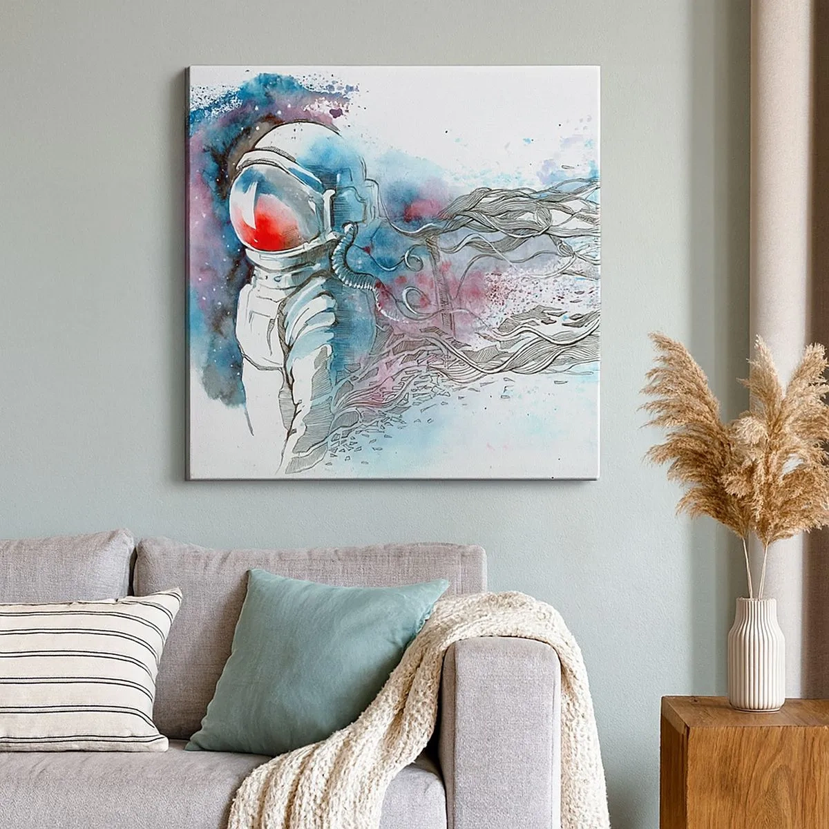 Lærredstryk - Billede på lærred - Alene med kosmos - 30x30 cm