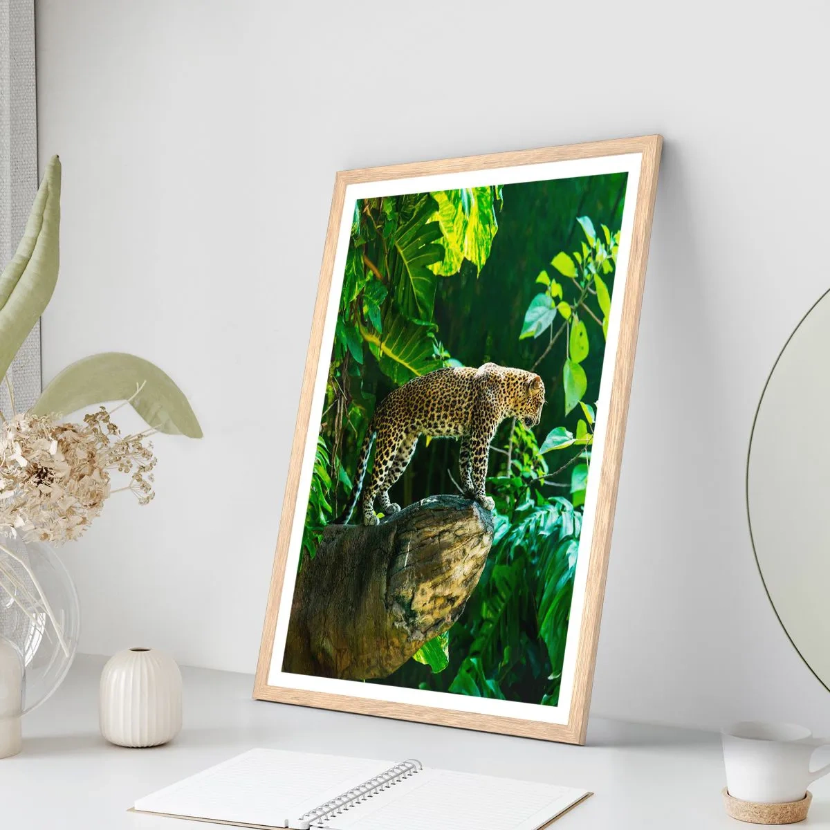 Plakat i ramme af lyst egetræ - Til jagt? - 30x40 cm