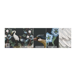 Prøve Fototapet Selvklæbende Deluxe Sticker - Fugleparade - Dyr, Blomster, Fugl - 100x30 cm