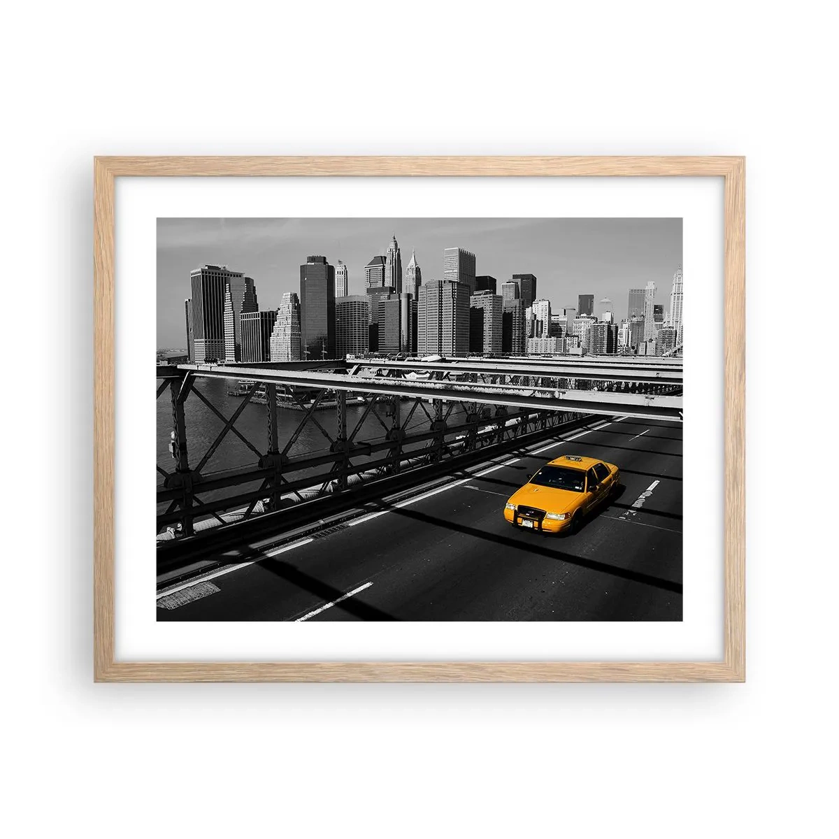 Plakat i ramme af lyst egetræ - Storbyens farve - 50x40 cm