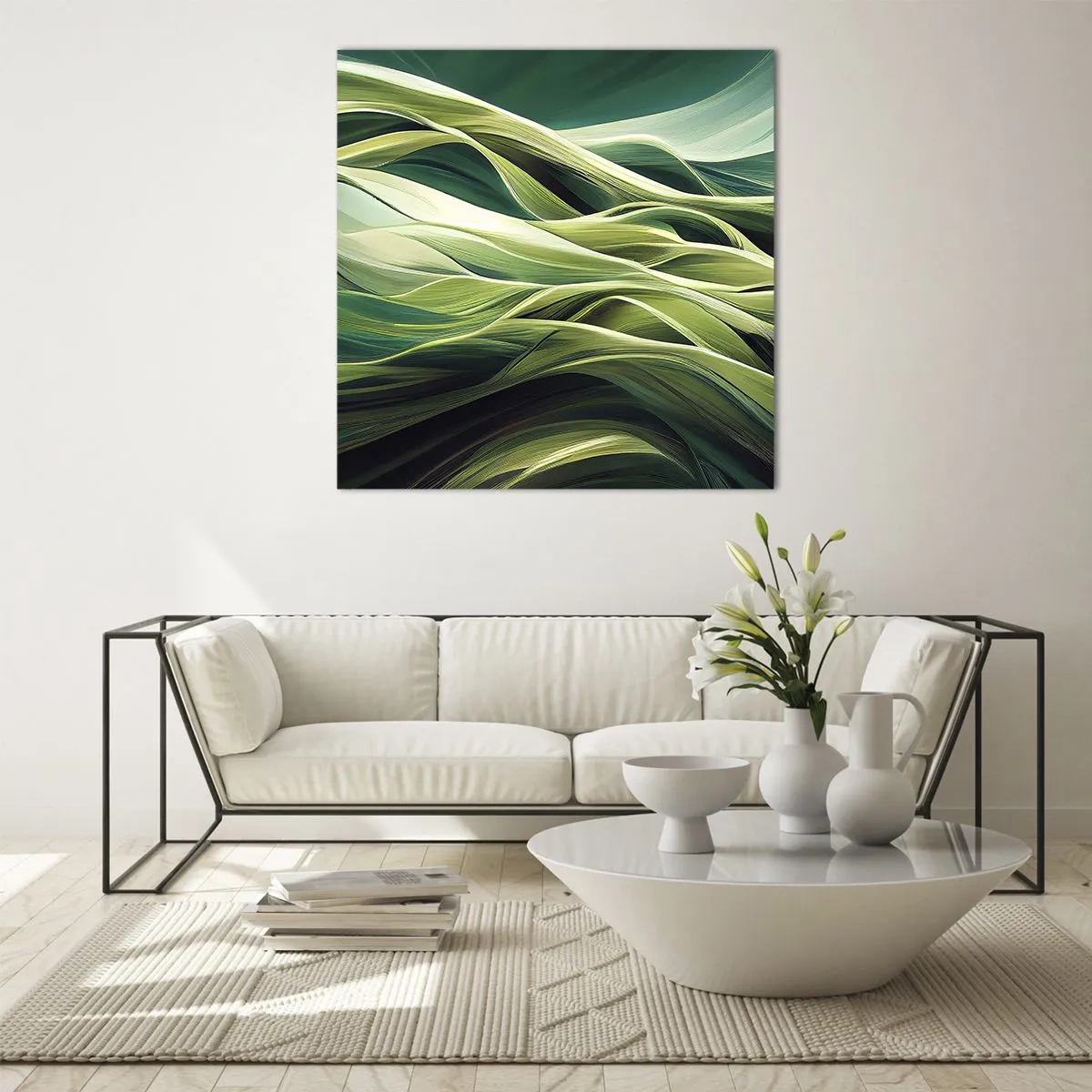 Billede på glas - Et abstrakt spil med grønt - 30x30 cm
