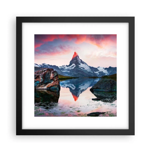 Plakat i sort ramme - Bjergenes hjerte er varmt - 30x30 cm