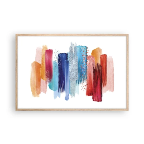 Plakat i ramme af lyst egetræ - Op og ned - 91x61 cm
