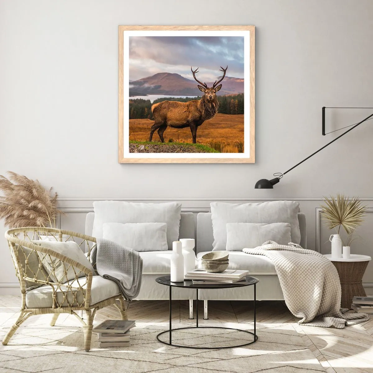 Plakat i ramme af lyst egetræ - Naturens majestæt - 60x60 cm