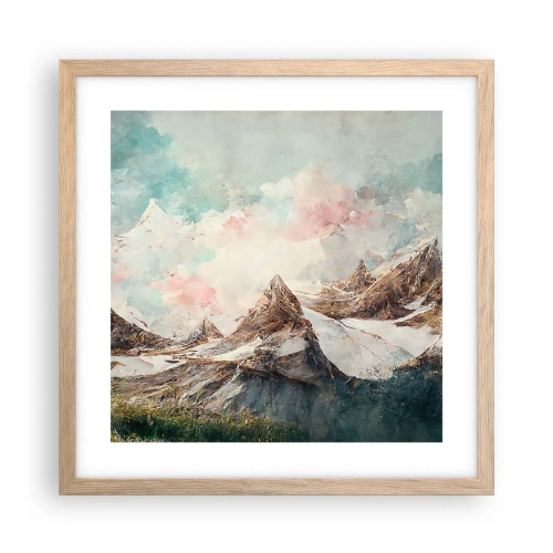 Plakat i ramme af lyst egetræ - Stenede knive - 40x40 cm