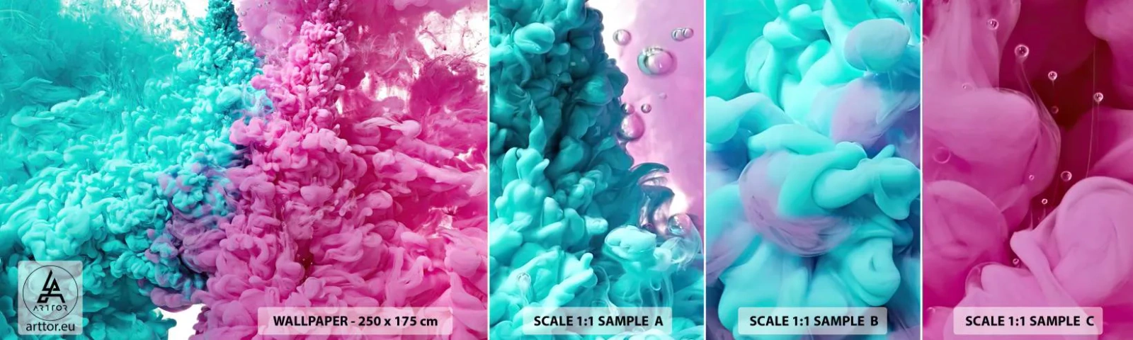 Prøve Fototapet Selvklæbende Deluxe Sticker - Et afgørende sammenstød - Abstraktion, Stykke, 3D - 100x30 cm