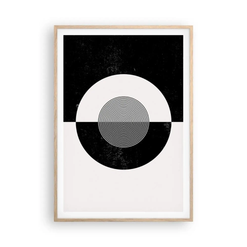 Plakat i ramme af lyst egetræ - Harmoni i sort og hvidt - 70x100 cm
