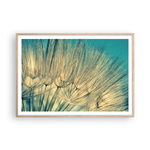 Plakat i ramme af lyst egetræ - Venter på vinden - 100x70 cm