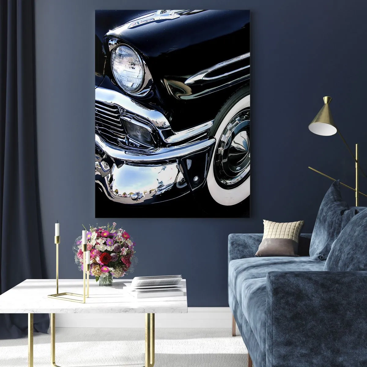 Billede på glas - Klassikere i sølv, sort og hvid - 50x70 cm