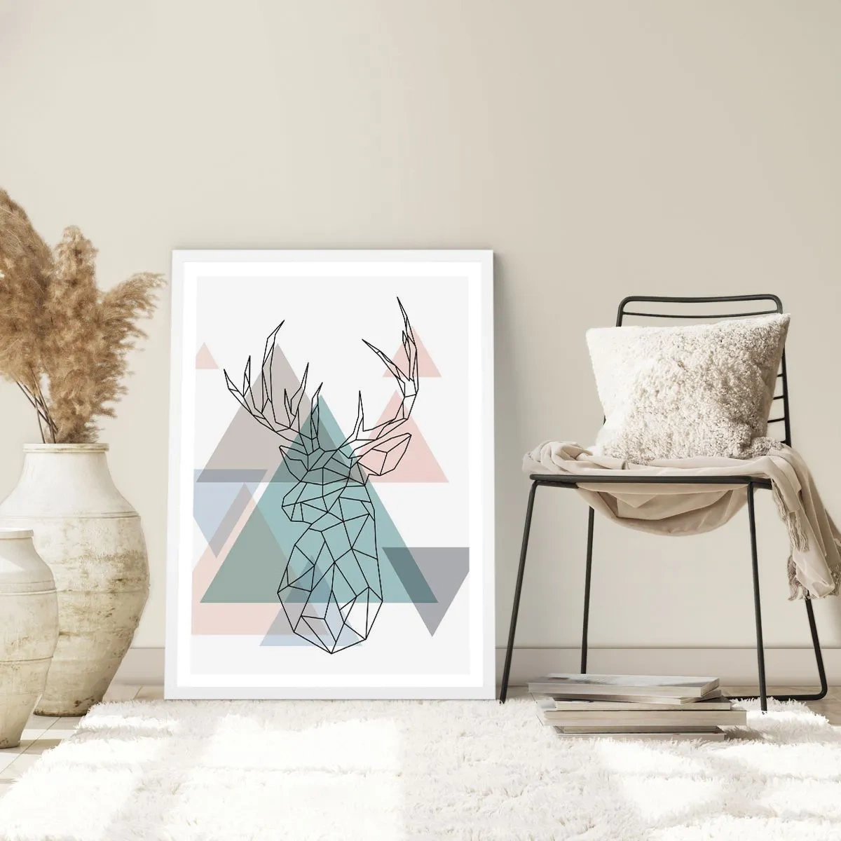 Plakat i hvid ramme - I en geometrisk skov - 50x70 cm