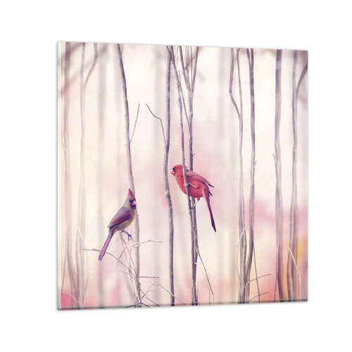 Billede på glas - Fortællingen om den lyserøde skov - 30x30 cm