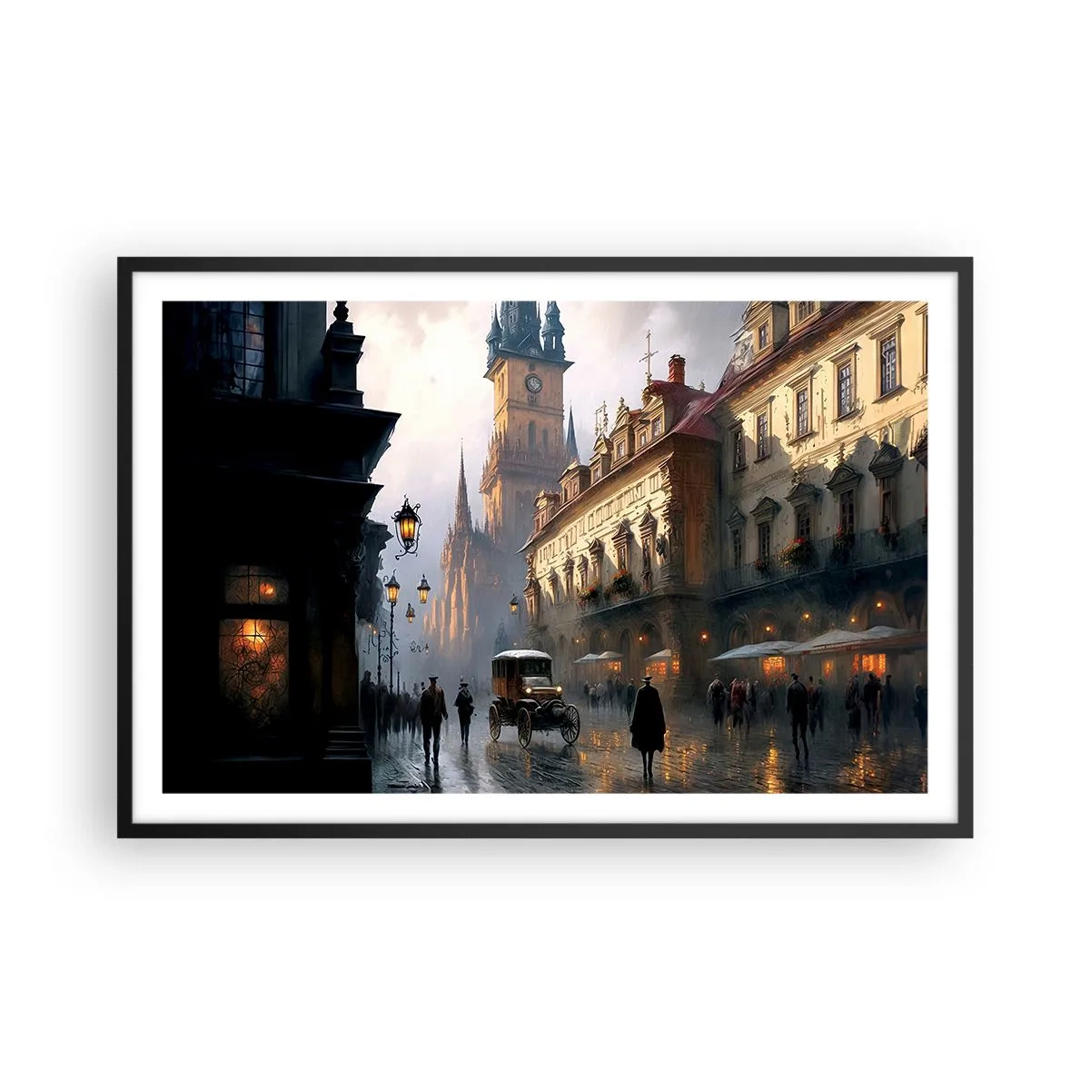 Plakat i sort ramme - Magien i en aften i Prag - 91x61 cm