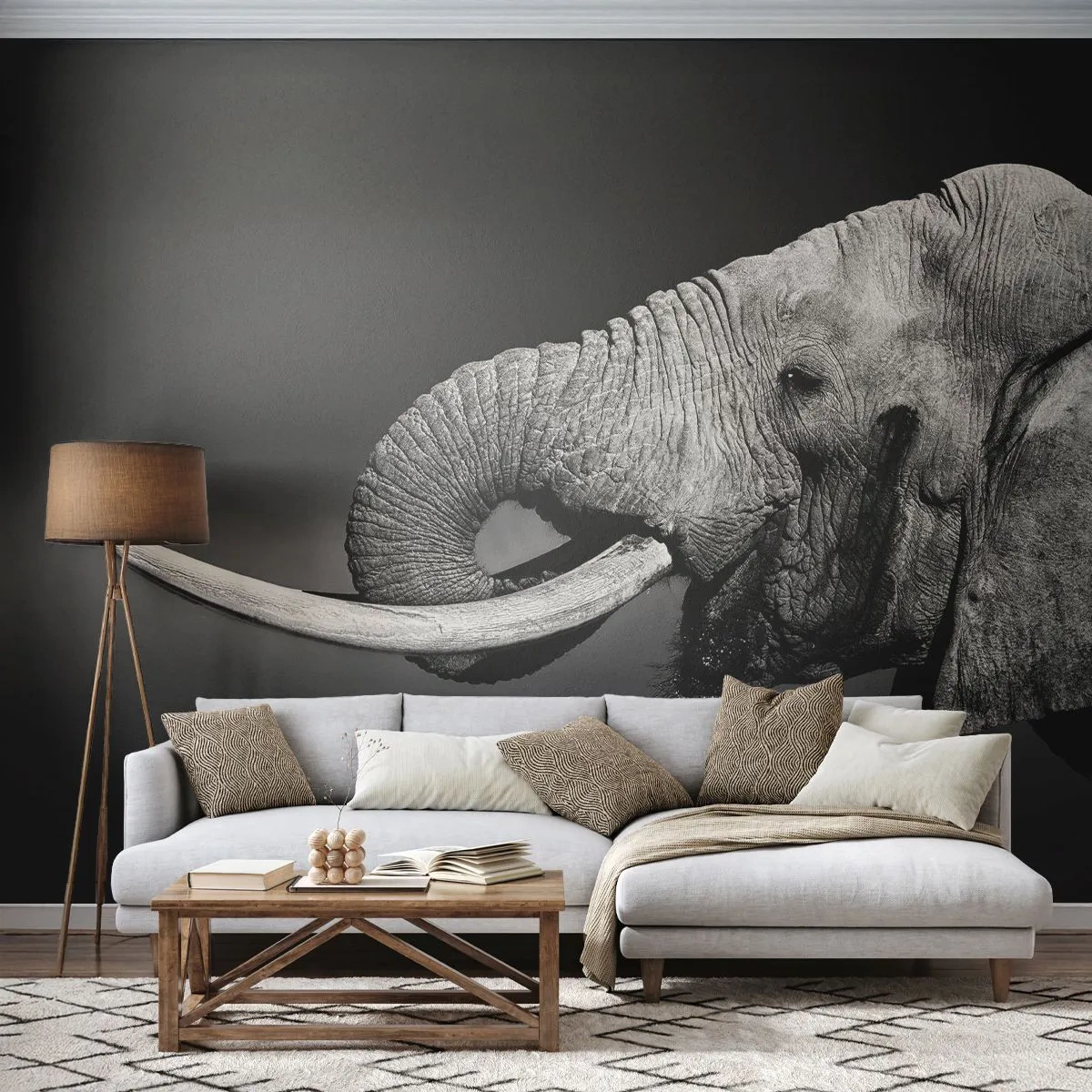 Fototapet Premium Sand - Ja, det er godt nu - Dyr, Elefant, Afrika - 150x105 cm