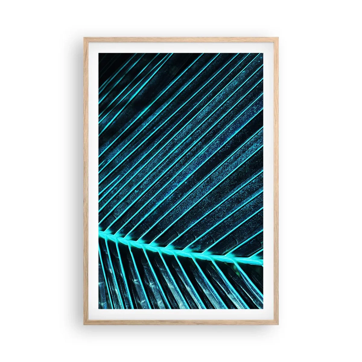 Plakat i ramme af lyst egetræ - Tekstur af grønt - 61x91 cm