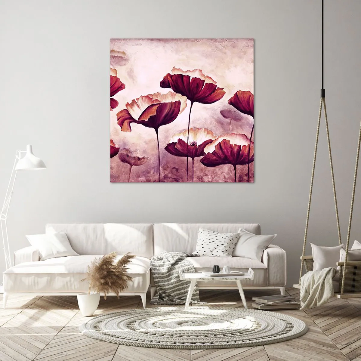 Lærredstryk - Billede på lærred - Rød og hvid flage - 40x40 cm