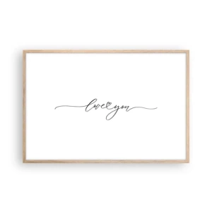 Plakat i ramme af lyst egetræ - Sort og hvid - 91x61 cm