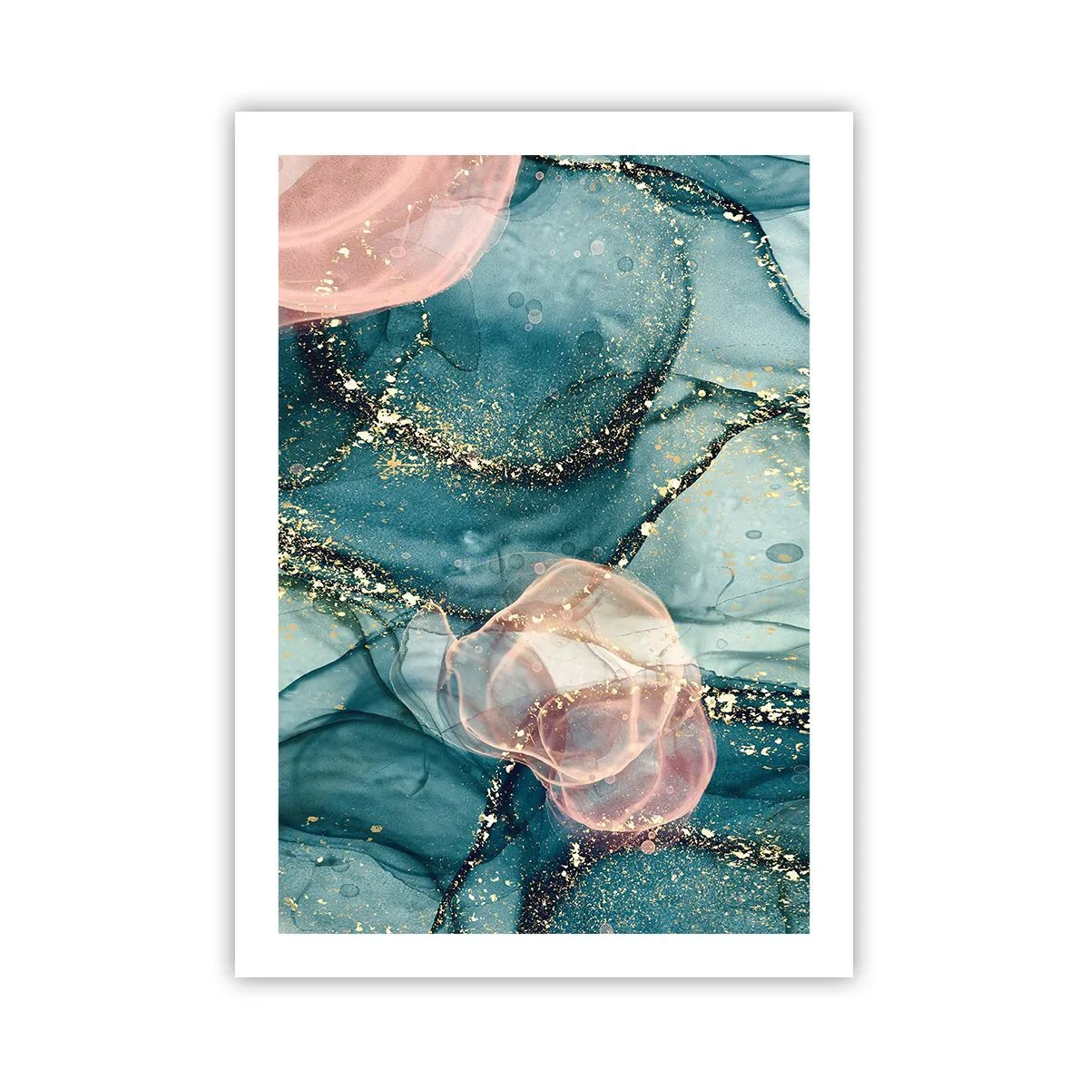 Plakat - Silkeblå, tyl lyserød - 50x70 cm