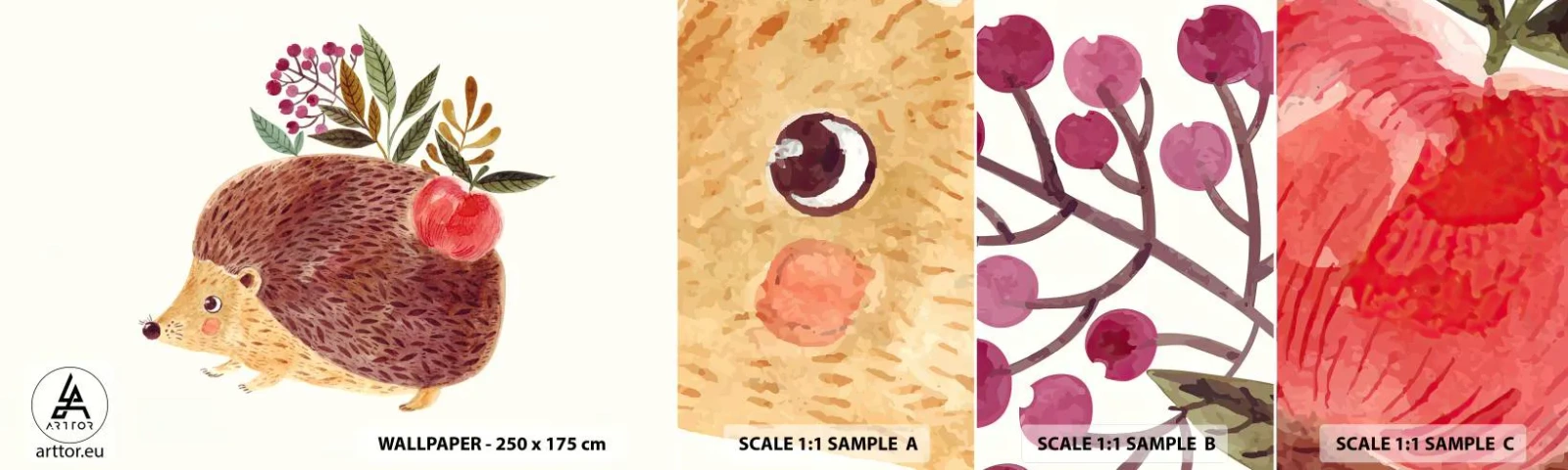 Prøve Fototapet Selvklæbende Deluxe Sticker - Og du kan allerede lide mig - Pindsvin, For børn, Børneværelse - 100x30 cm