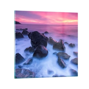 Billede på glas - Fødsel i glimmer og tåge - 70x70 cm