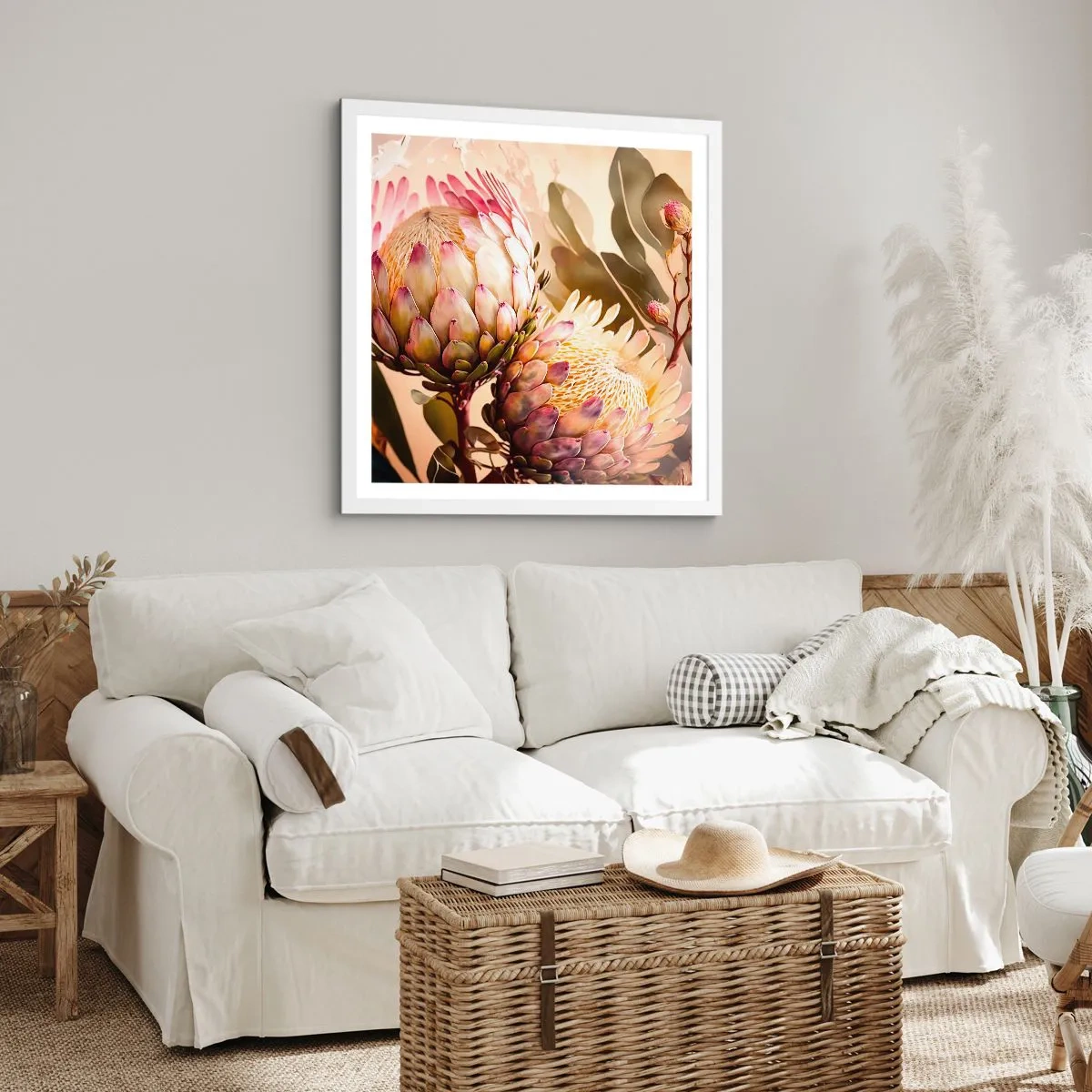 Plakat i hvid ramme - Ømt omfavnet - 50x50 cm